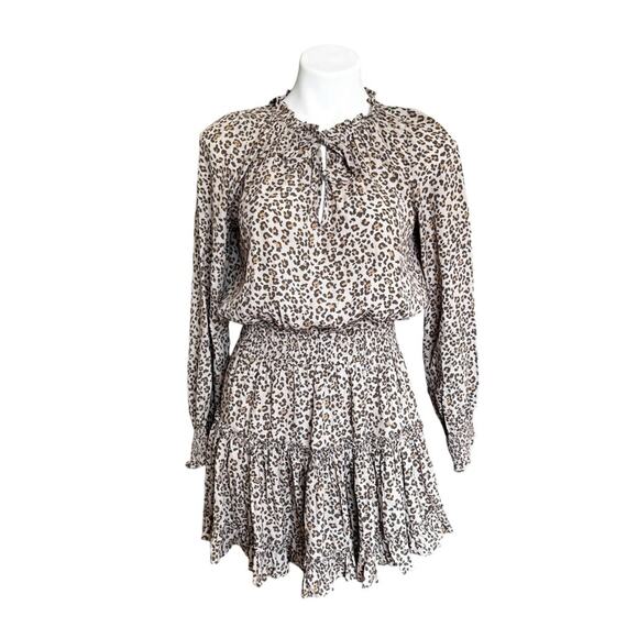 Skylar + Madison leopard print tiered mini dress size medium - Picture 2 of 14